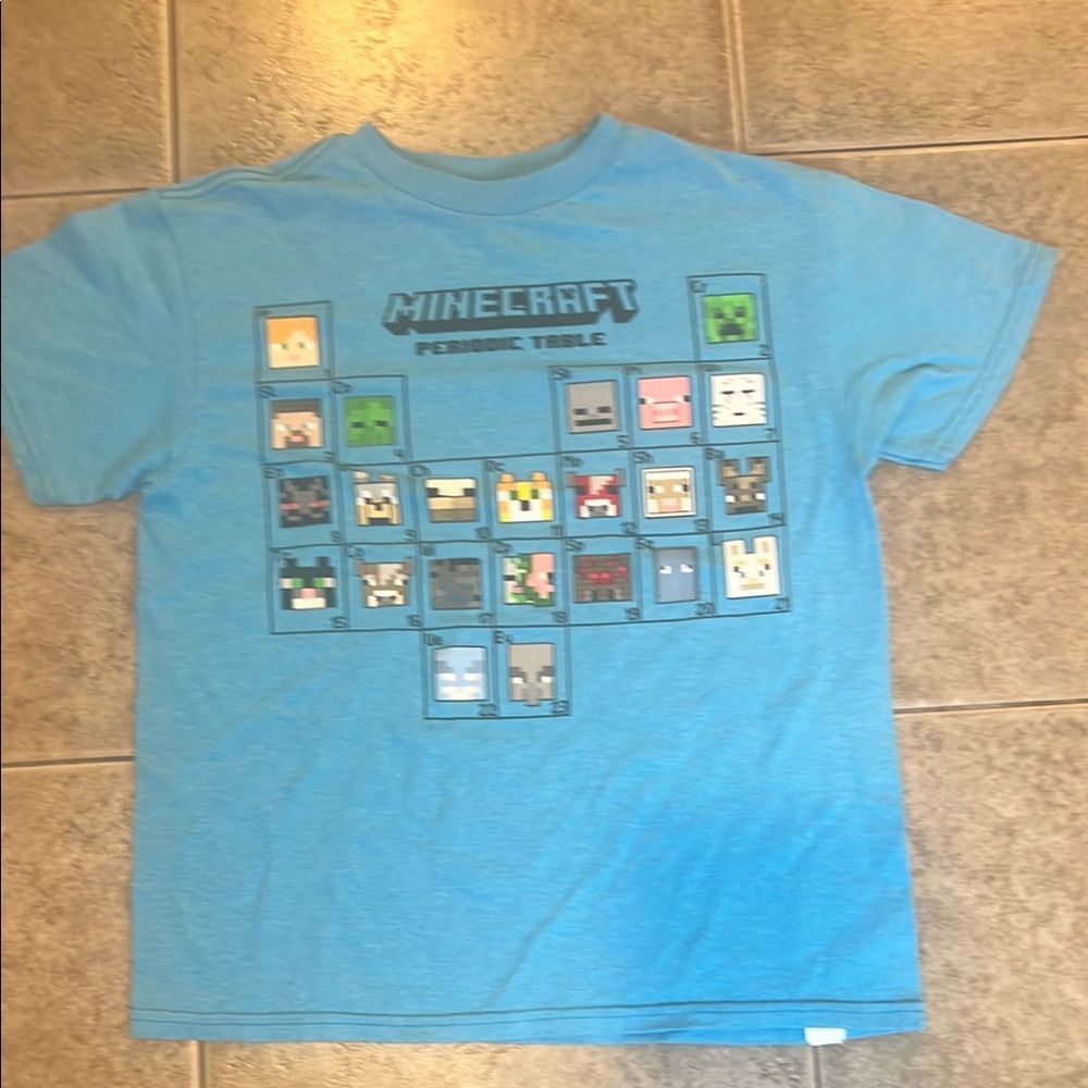 Minecraft Boys Blue Periodic Table Short Sleeve Tee Size Large 10/12